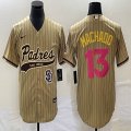 Nike San Diego Padres #13 Manny Machado beige MLB Baseball jerseys Joint name-BD 01