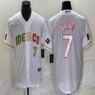 2023 World Cup Mexico #7 Julio Urias white majestic baseball jerseys 82