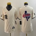 Youth Nike Texas Rangers blank beige majestic baseball jerseys Champions patch 01