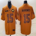 Kansas City Chiefs #15 Patrick Mahomes 2023 Brown Salute To Service Limited Jerseys