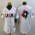 Women 2023 World Cup blank white USA majestic baseball jerseys 04