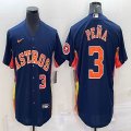 Nike Houston #3 Jeremy Pena blue majestic baseball jerseys-BD