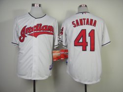 Cleveland Indians #41 Carlos Santana white mlb jersey