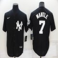 Nike New York Yankees #7 Mickey Mantle black throwback mlb jersey-BD