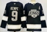 Los Angeles Kings #9 Adrian Kempe black nhl hockey jersey with C patch-PD