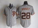 San Francisco Giants #28 Buster Posey gray Majestic baseball jersey