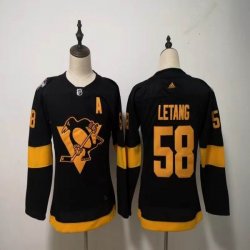 Youth Adidas Pittsburgh Penguins #58 Kris Letang black NHL Jerseys-FH