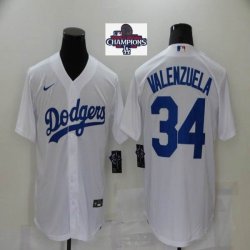 2024 World Series Champions Nike Los Angeles Dodgers #34 Fernando Valenzuela white baseball jersey-BD