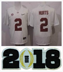 Alabama Crimson Tide 2 Jalen Hurts Playoff Diamond Football White Jersey 2018 patch