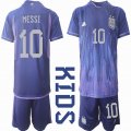 2022 World Cup Argentina #10 MESSI purple kid soccer Jerseys away-HQ