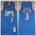 Philadelphia 76ers 3# Allen Iverson blue Throwback nba jersey-XD