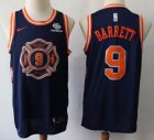 Nike New York Knicks #9 R.J. Barrett blue NBA basketball jersey with Sponsor patch-s8