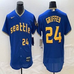 Seattle Mariners #24 Ken Griffey blue Flexbase Authentic Collection Jersey 01