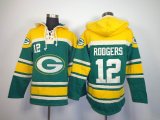 Green Bay Packers Aaron Rodgers #12 Green yellow nfl Hooded Sweatshirt