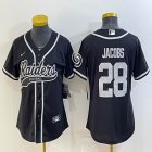 Youth Nike Oakland Raiders #28 Josh Jacobs black baseball jerseys Joint name-BD