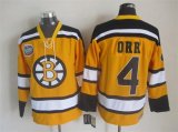 Boston Bruins #4 Bobby Orr yellow CCM nhl hockey jersey Winter patch