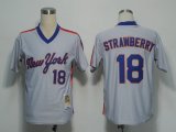 MLB Jerseys New York Mets 18 Strawberry Grey M&N 1987