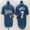 Nike New York Yankees #7 Mickey Mantle blue majestic baseball Jersey Joint name 02