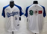 Los Angeles Dodgers blank Nike white blue fashion majestic baseball Jersey big logo-BD