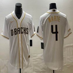 Nike Arizona Diamondbacks #4 Ketel Marte white gold majestic mlb jerseys-BD