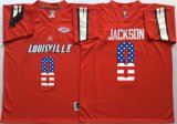 Louisville Cardinals Red #8 Jackson USA Flag college football jersey