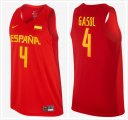 2016 Rio Olympics Spain ESPANA national team Pau Gasol #4 red NBA basketball jersey