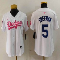 Youth Nike Los Angeles Dodgers #5 Freddie Freeman white pink mlb jersey Joint Name