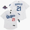 Nike Los Angeles Dodgers #21 Walker Buehler white majestic baseball jersey