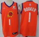 Jordan logo Phoenix Suns #1 Devin Booker orange NBA basketball Jerseys-S8