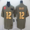 Patriots #12 Tom Brady green gold Nike Olive 2019 Salute to Service Limited Jersey