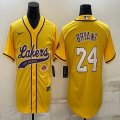 Nike Los Angeless Lakers #24 Kobe Bryant yellow baseball jerseys Joint name-BD 02