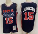 1992 USA Olympic Dream Team #15 Magic Johnson blue USA basketball jerszeys