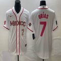 2023 World Cup Mexico #7 Julio Urias white majestic baseball jerseys 77