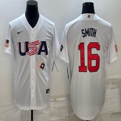 2023 World Cup #16 Will Smith white USA majestic baseball jerseys 12