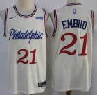 Nike Philadelphia 76ers 21# Joel Embiid beige nba basketball Jersey city viersion-S8