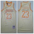 Los Angeles Lakers #23 LeBron James beige gold Throwback basketball jersey-TY