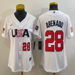 Youth 2023 World Cup #28 Arenado white USA majestic baseball jerseys 03