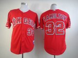 Anaheim Angels 32 Josh Hamilton Red MLB Jerseys