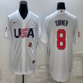 2023 World Cup #8 Trea Turner white USA majestic baseball jerseys 09