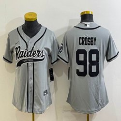 Youth Nike Oakland Raiders #98 Maxx Crosby gray baseball jerseys Joint name-BD