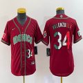 Women 2023 World Cup Mexico #34 Fernando Valenzuela red blank majestic baseball jerseys 05