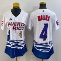 Women Puerto Rico Baseball #4 Yadier Molina White 2023 World Baseball Classic Replica Player Jersey 03