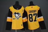 Women Adidas Pittsburgh Penguins 87 Sidney Crosby yellow NHL Jerseys C patch