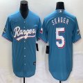 Nike Texas Rangers #5 Corey Seager skyblue majestic baseball jerseys -BD