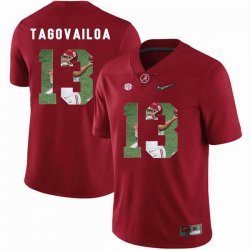 Custom Alabama Crimson Tide #13 Tua Tagovailoa red fashion college football jersey