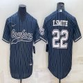 Nike Dallas Cowboys #22 E.Smith blue baseball jerseys Joint name-BD 01