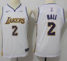 Youth Nike Lonzo Ball #2 Los Angeles Lakers white nba basketball Jerseys