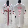 2023 World Cup Mexico #7 Julio Urias white majestic baseball jerseys 49