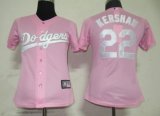 Los Angeles Dodgers 22 Kershaw Pink MLB Women Jerseys