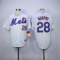 New York Mets #28 Daniel Murphy white blue stripe majestic baseball jersey(1)